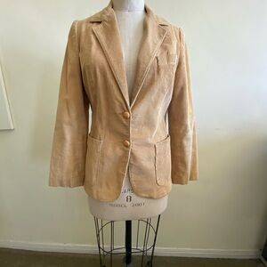 Tan Corduroy Blazer with Notched Lapels
